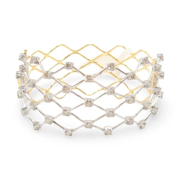 NEW Crossover Deco Statement Round Diamond Bangle 18kt Discount