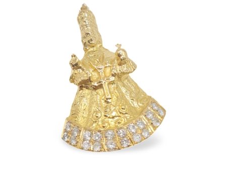 NEW Golden Baby Sto.Nino Round Diamond Pendant 14kt For Sale