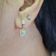 New Golden Emerald Dangling Diamond Earrings 14kt Cheap