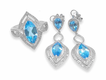 NEW Pear Marquise Nano Gemstones Diamond Jewelry Set 14kt Fashion