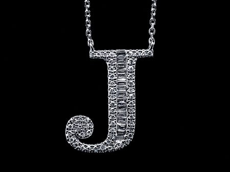 Alphabet Letter J Diamond Necklace 14kt Discount