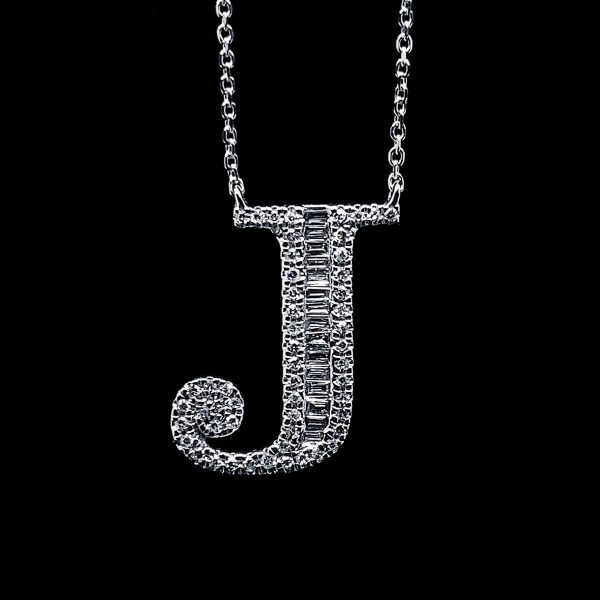 Alphabet Letter J Diamond Necklace 14kt Discount