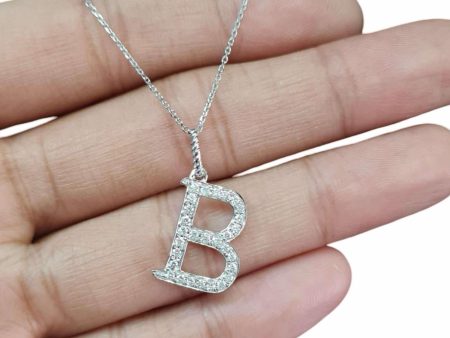 NEW Alpha B Letter Diamond Necklace 14kt Discount