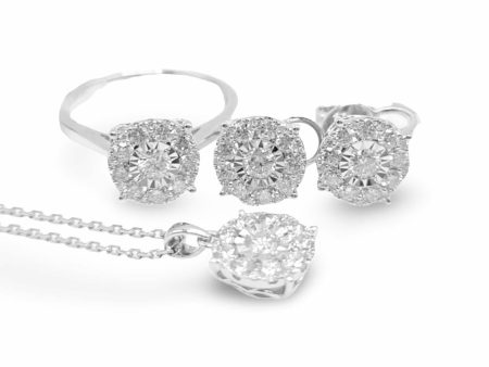 NEW Classic Round Diamond Jewelry Set 18kt For Discount