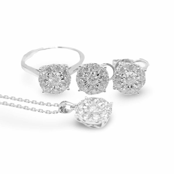 NEW Classic Round Diamond Jewelry Set 18kt For Discount