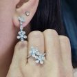 NEW Twin Floral Diamond Set 14kt For Sale