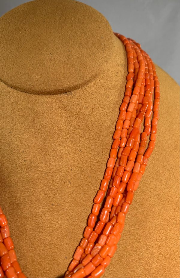 Seven Strand Coral Cross Necklace by Don Lucas Sale