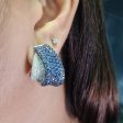 NEW Half Wing Blue Sapphire Gemstone Diamond Earrings 18kt Hot on Sale