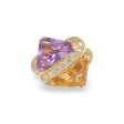 NEW Golden Amethyst and Citrine Nano Gemstone Elongated Hexagon Diamond Ring 18kt Cheap