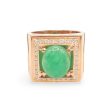 NEW Oval Jade Square Diamond Ring 18kt Fashion