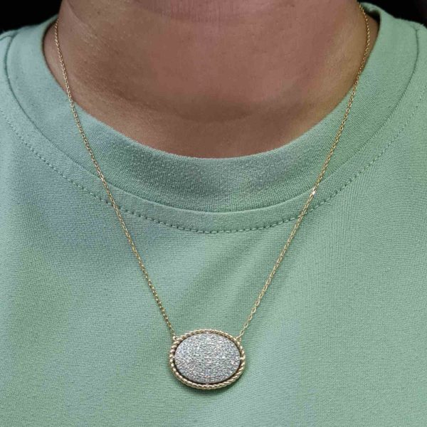 NEW Oval Diamond Necklace 14kt Fashion