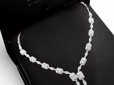 #LVNA2024 |Grand Baguette Halo Dangling Diamond Necklace 18kt For Sale