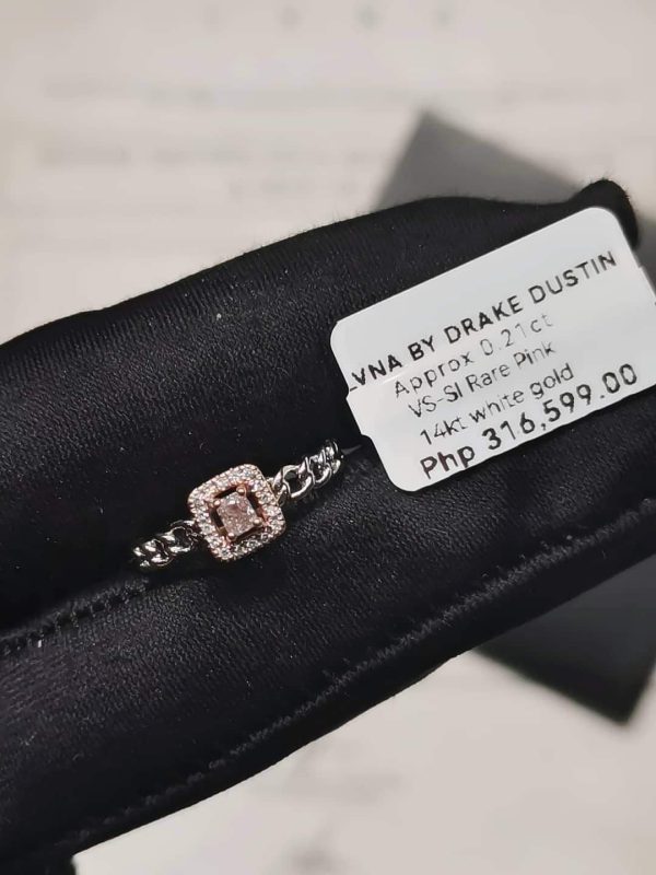 LVNA | 0.33cts Rare Pink Colored Cushion Halo Paved Diamond Engagement Ring 14kt Hot on Sale