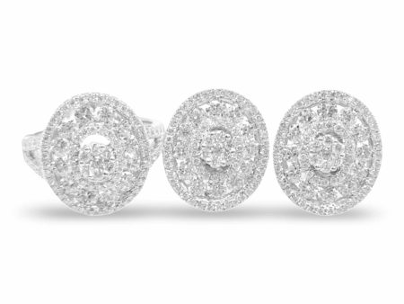 NEW Oval Halo Diamond Jewelry Set 18kt Sale