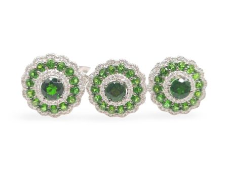 New Floral Emerald Nano Gemstone Diamond Jewelry Set 14kt Fashion