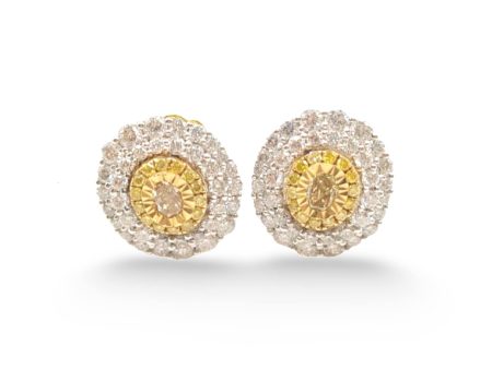 NEW Oval Deco Diamond Earrings 18kt For Sale