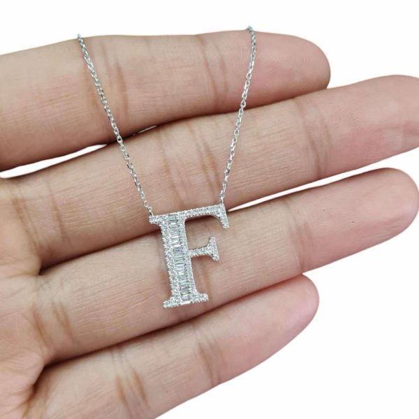 NEW Alphabet F Diamond Necklace 14kt For Discount