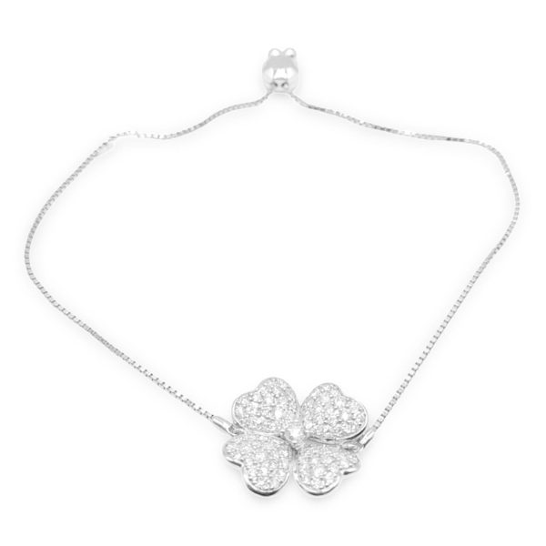 NEW Classic Clover Diamond Adjustable Bracelet 14kt Sale