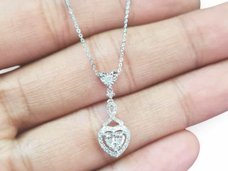 NEW Round Knot Heart Drop Diamond Necklace 14kt Online