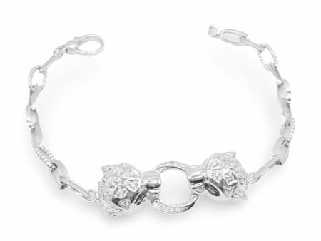 NEW Serpent Duo Chain Lobster Lock Bracelet 14kt For Sale