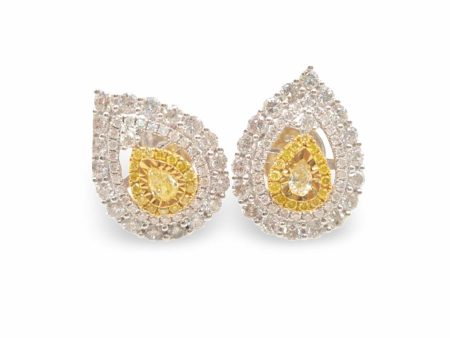 NEW Pear Halo Diamond Earrings 18kt For Cheap