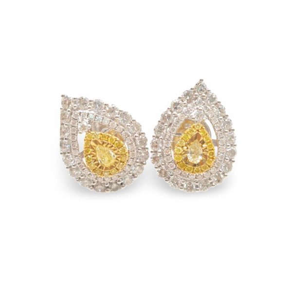 NEW Pear Halo Diamond Earrings 18kt For Cheap