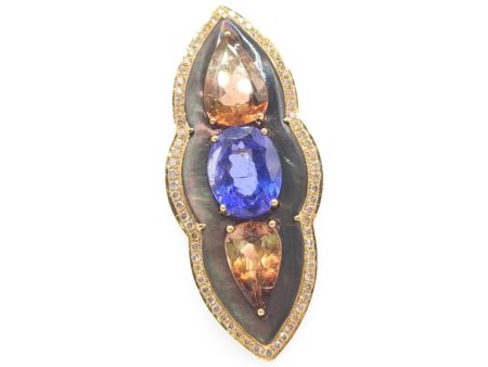 NEW Rainbow Nano Gemstone Diamond Statement Ring 18kt on Sale