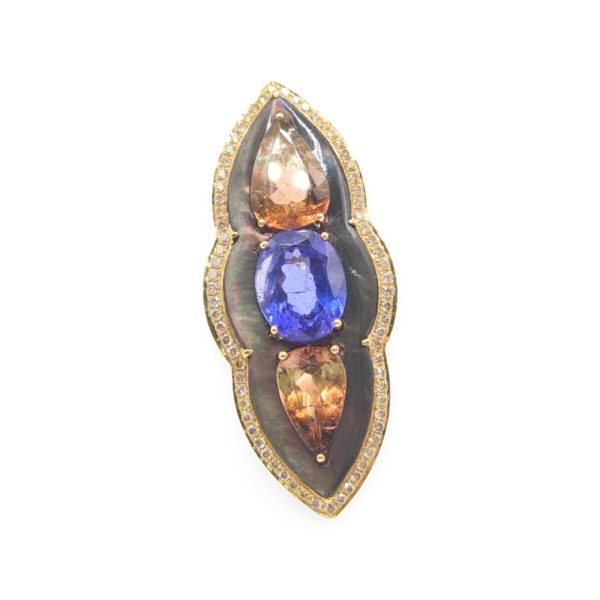 NEW Rainbow Nano Gemstone Diamond Statement Ring 18kt on Sale