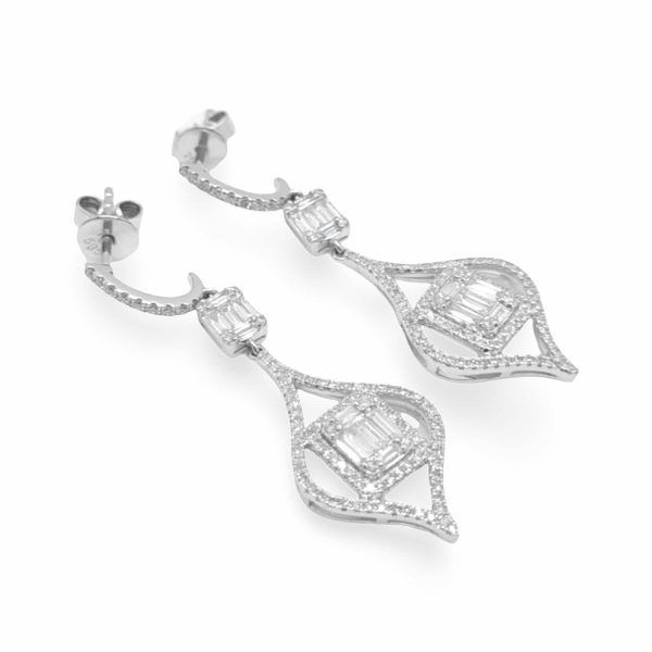 NEW Claw Spade Drop Dangling Diamond Earrings 18kt on Sale