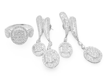 NEW Twin Oval Drop Diamond Jewelry Set 14kt For Discount