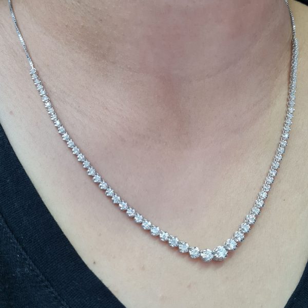 NEW Round Diamond Half Eternity Tennis Necklace 14kt Online now