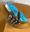 Double Triangle Blue Gem Turquoise Ring by Jock Favour Online now