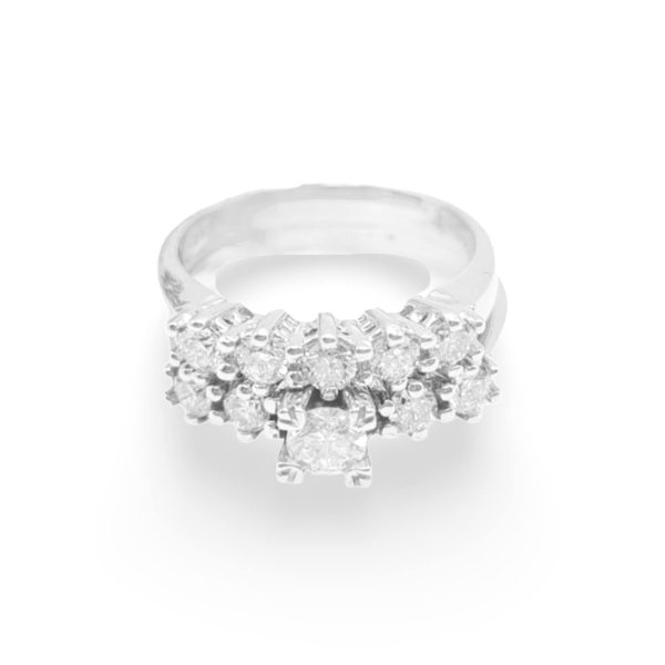 NEW Round Layered Half Eternity Diamond Ring 18kt Hot on Sale