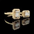 Golden Emerald Double Paved Diamond Ring 14kt Fashion