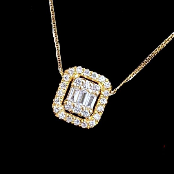 #LVNA2024 | 2.00ct Face Emerald Halo Diamond Necklace Foxtail 16-18” 18kt Chain Online