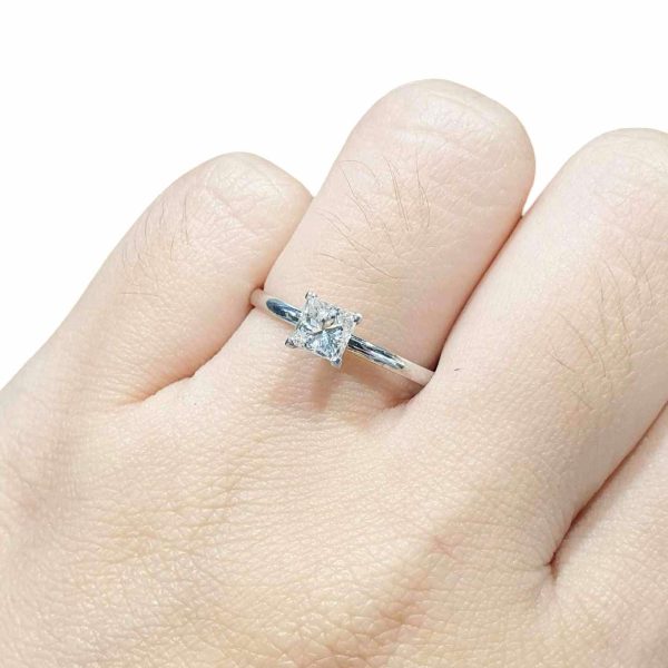 0.66ct I VVS Princess Solitaire Diamond Engagement Ring 14kt Cheap