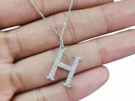 NEW Alpha H Letter Diamond Necklace 14kt Online Hot Sale