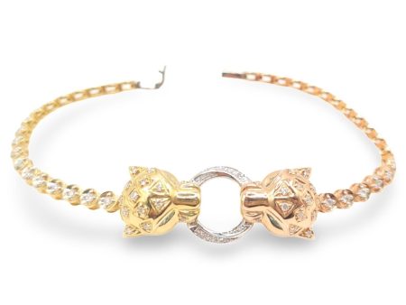 NEW Two-tone Panther Diamond Bracelet 14kt on Sale