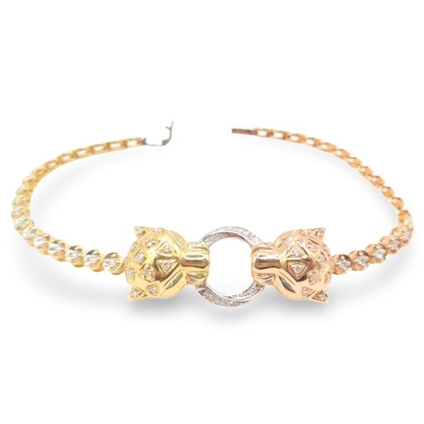 NEW Two-tone Panther Diamond Bracelet 14kt on Sale