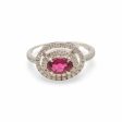 NEW Oval Ruby Gemstone Halo Diamond Ring 18kt Sale