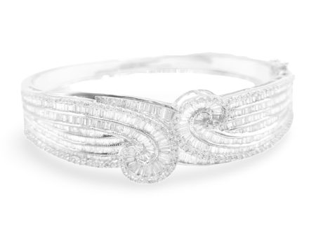 NEW Intertwine Twist Statement Baguette Diamond Bangle 18kt Discount