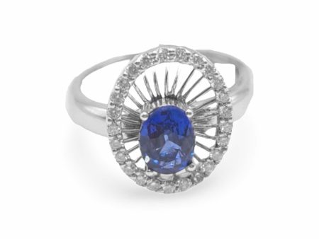 NEW Oval Sapphire Gemstones Diamond Ring 14kt on Sale