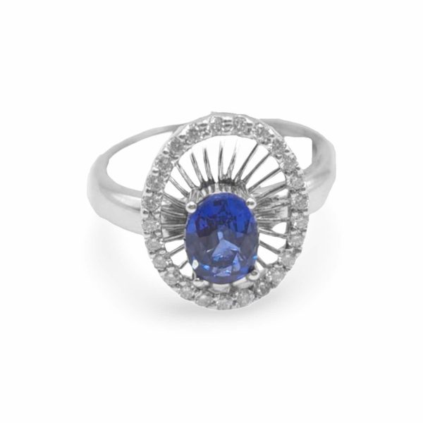 NEW Oval Sapphire Gemstones Diamond Ring 14kt on Sale