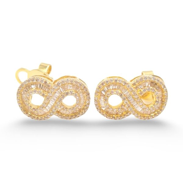 NEW Golden Infinity Diamond Earrings 18kt Sale