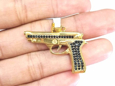 NEW Golden Gun Black Diamond Pendant 18kt For Cheap