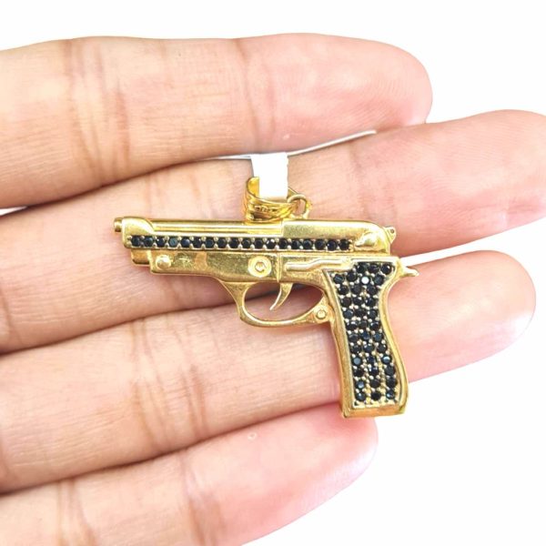 NEW Golden Gun Black Diamond Pendant 18kt For Cheap