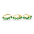 NEW Golden Heart Green Nano Emerald Gemstone Half Eternity Jewelry Set 14kt Hot on Sale