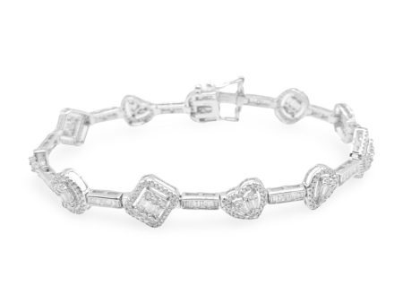 NEW Multi-Shape Eternity Baguette Diamond Bracelet 14kt Hot on Sale