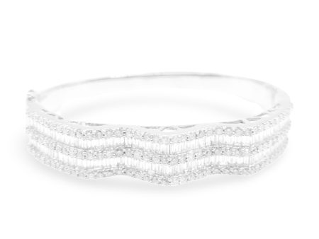 NEW Half Eternity Wavy Baguette Halo Diamond Bangle 18kt Sale