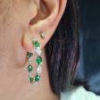 NEW Pear Green Emerald Nano Gemstone Diamond Hoop Earrings 14kt Hot on Sale